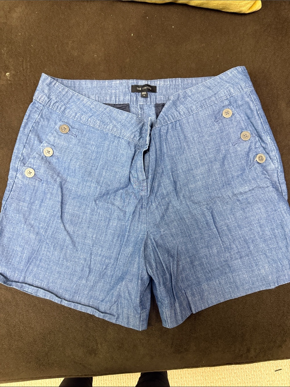 The Limited Light Blue Chambray Button-Accent Bermuda Shorts